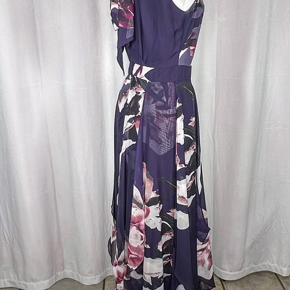 Betsy & Adam Floral Ruffled Chiffon Maxi Dress Size 2 - Picture 12 of 12
